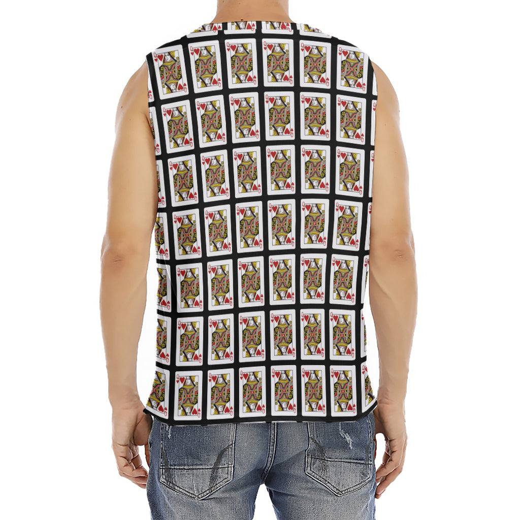 Queen Of Hearts Pattern Print Men's Fitness Tank Top