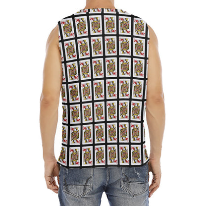 Queen Of Hearts Pattern Print Men's Fitness Tank Top