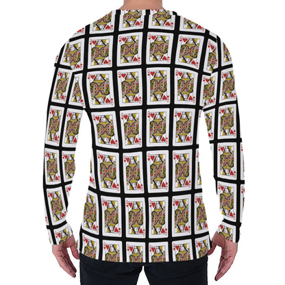 Queen Of Hearts Pattern Print Men's Long Sleeve T-Shirt