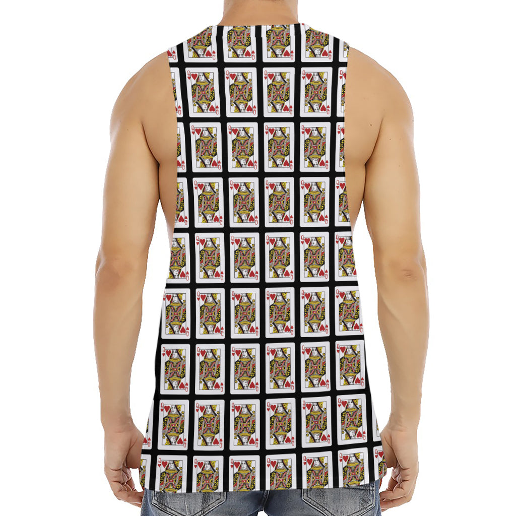 Queen Of Hearts Pattern Print Men's Muscle Tank Top