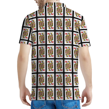 Queen Of Hearts Pattern Print Men's Polo Shirt
