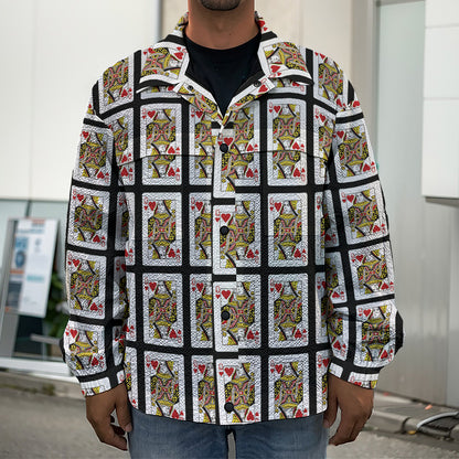 Queen Of Hearts Pattern Print Men's Shirt Jacket