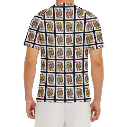 Queen Of Hearts Pattern Print Men's Short Sleeve Rash Guard