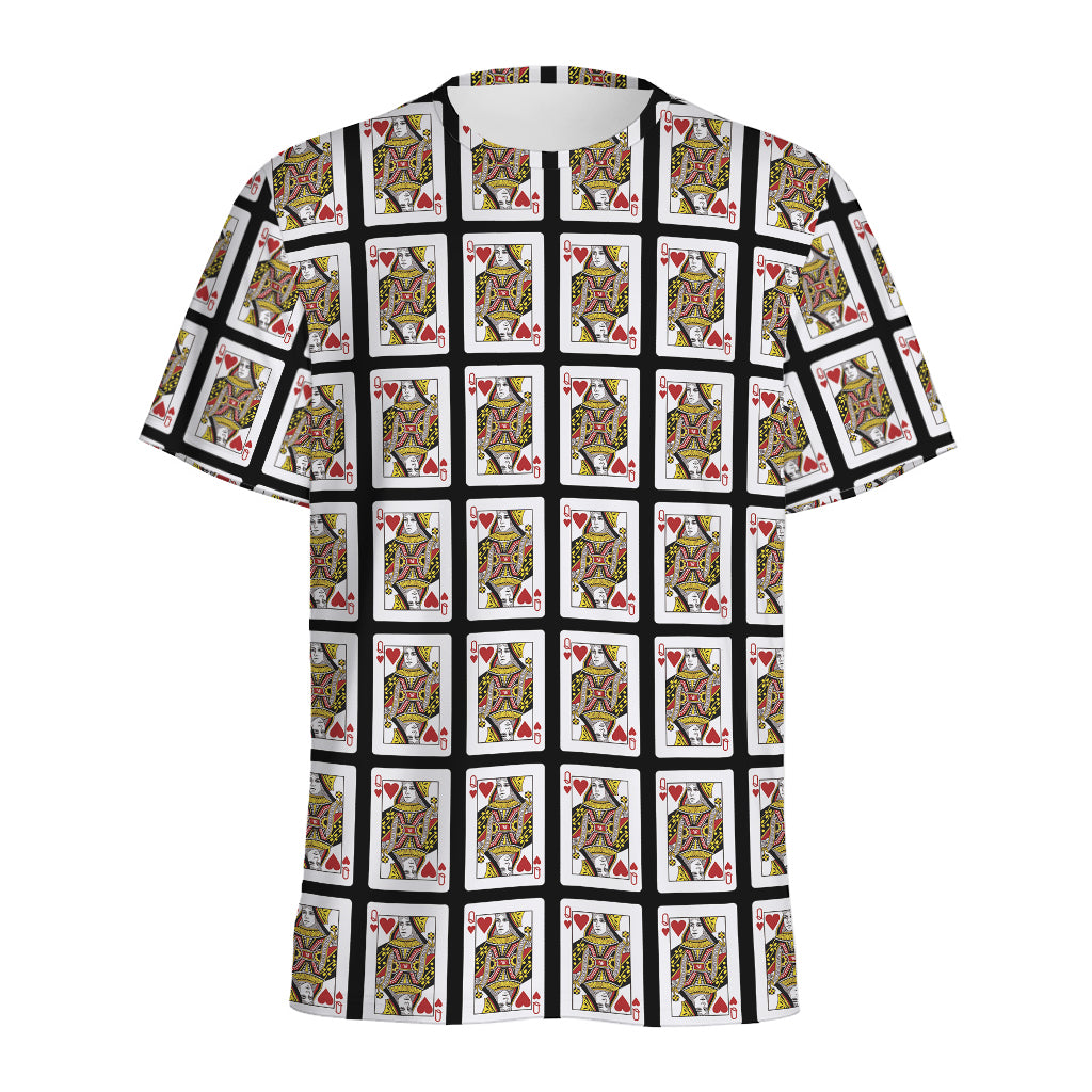 Queen Of Hearts Pattern Print Men's Sports T-Shirt