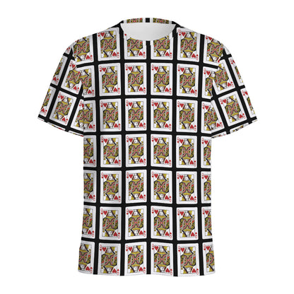 Queen Of Hearts Pattern Print Men's Sports T-Shirt