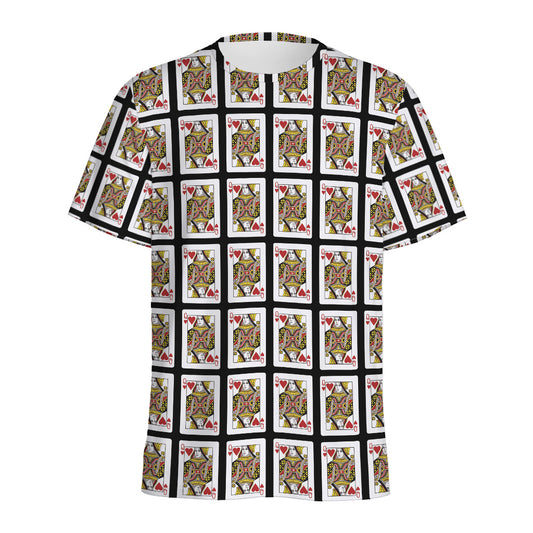 Queen Of Hearts Pattern Print Men's Sports T-Shirt