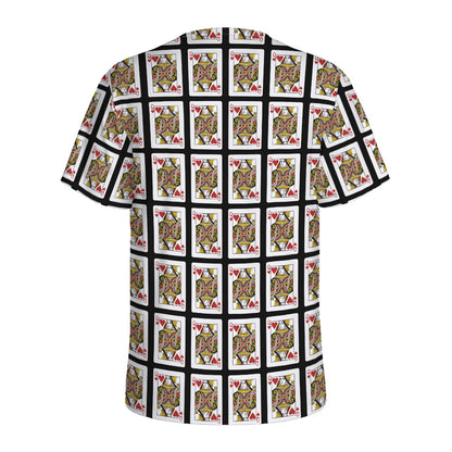 Queen Of Hearts Pattern Print Men's Sports T-Shirt