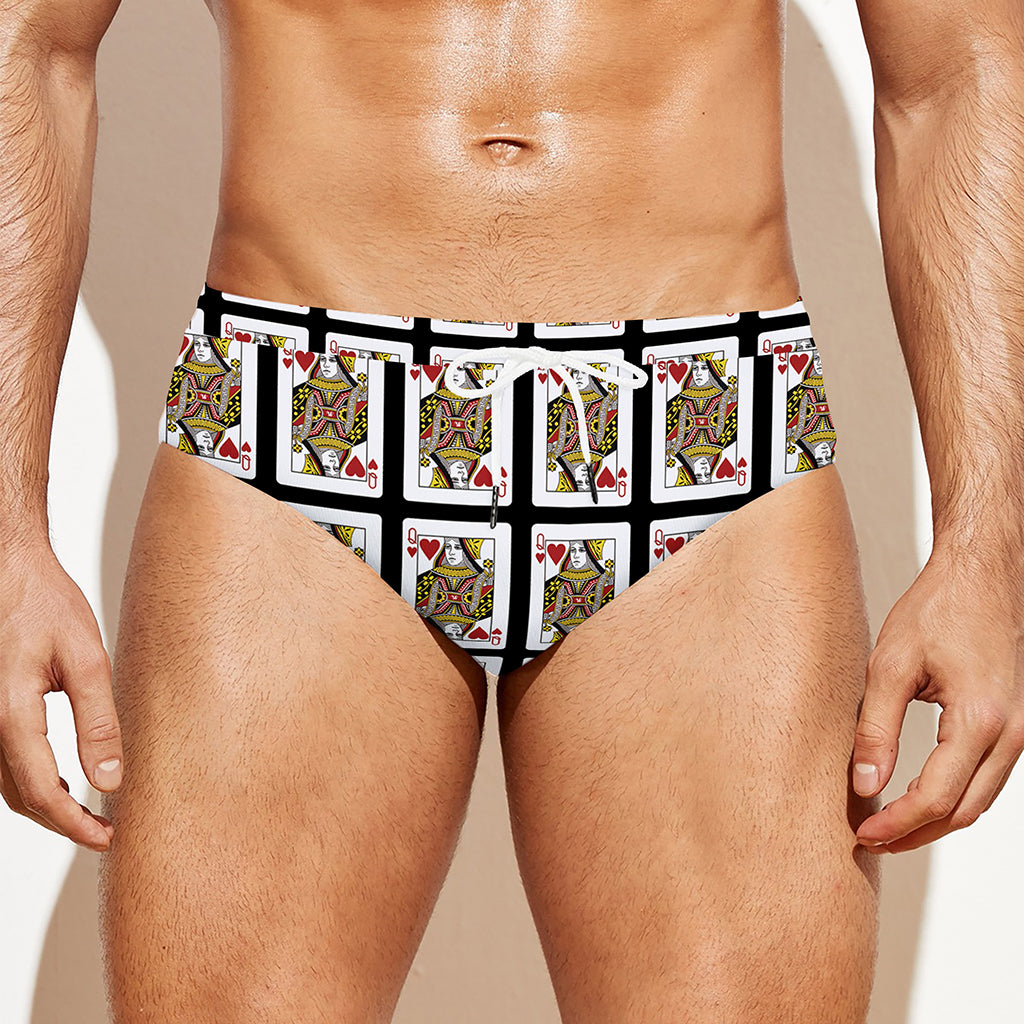 Queen Of Hearts Pattern Print Men's Swim Briefs