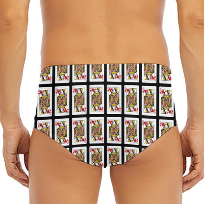 Queen Of Hearts Pattern Print Men's Triangle Swim Briefs