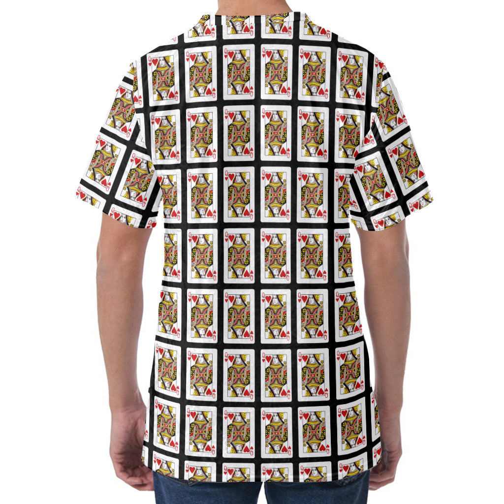 Queen Of Hearts Pattern Print Men's Velvet T-Shirt