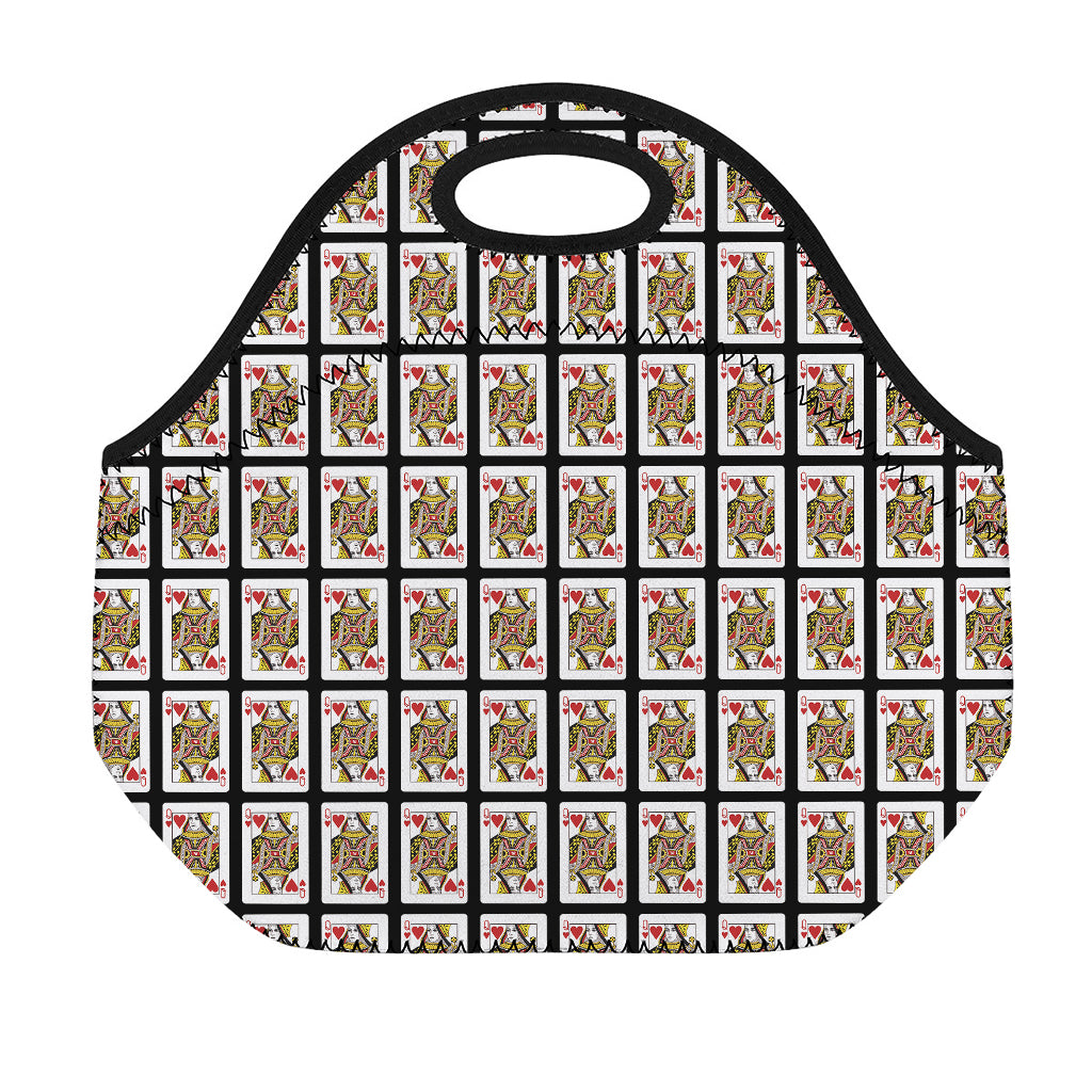 Queen Of Hearts Pattern Print Neoprene Lunch Bag