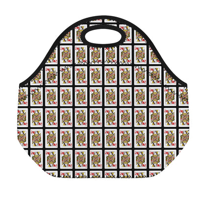 Queen Of Hearts Pattern Print Neoprene Lunch Bag
