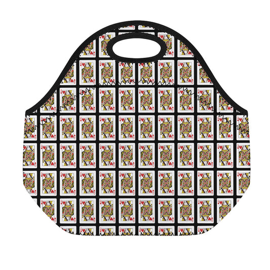 Queen Of Hearts Pattern Print Neoprene Lunch Bag