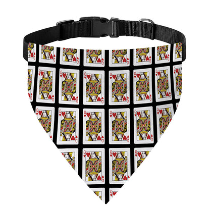 Queen Of Hearts Pattern Print Over The Collar Dog Bandana