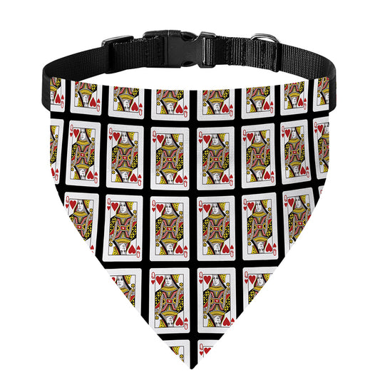 Queen Of Hearts Pattern Print Over The Collar Dog Bandana