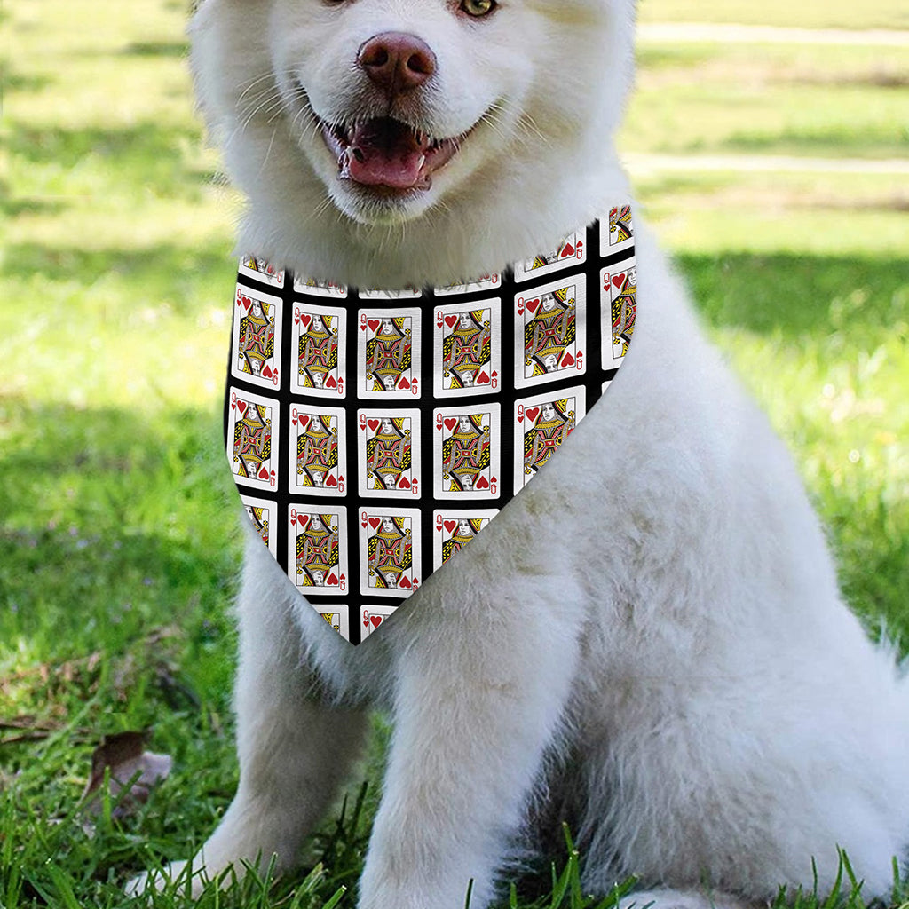 Queen Of Hearts Pattern Print Over The Collar Dog Bandana