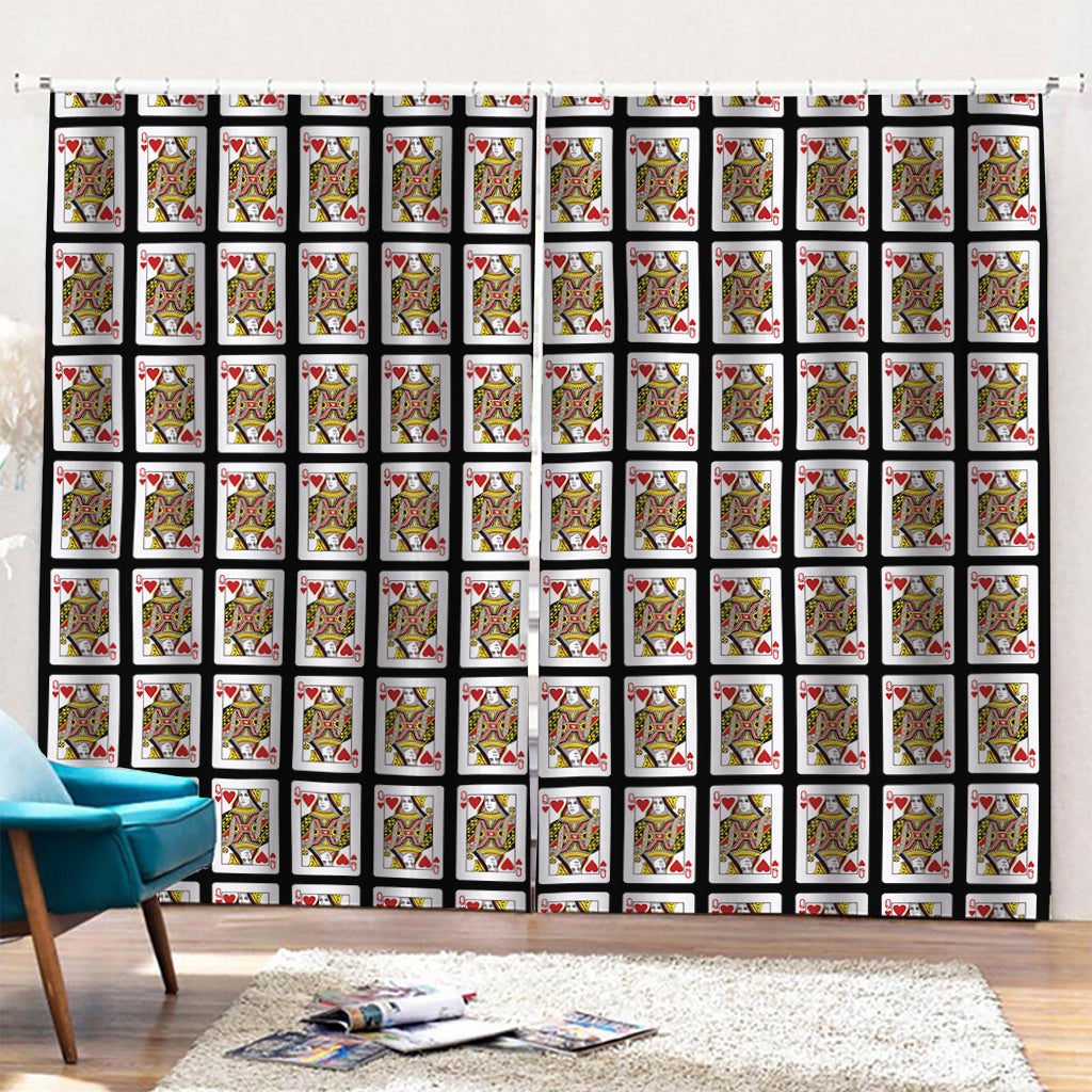 Queen Of Hearts Pattern Print Pencil Pleat Curtains