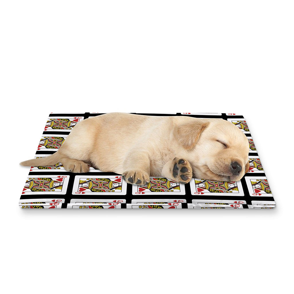 Queen Of Hearts Pattern Print Pet Cooling Mat Cover