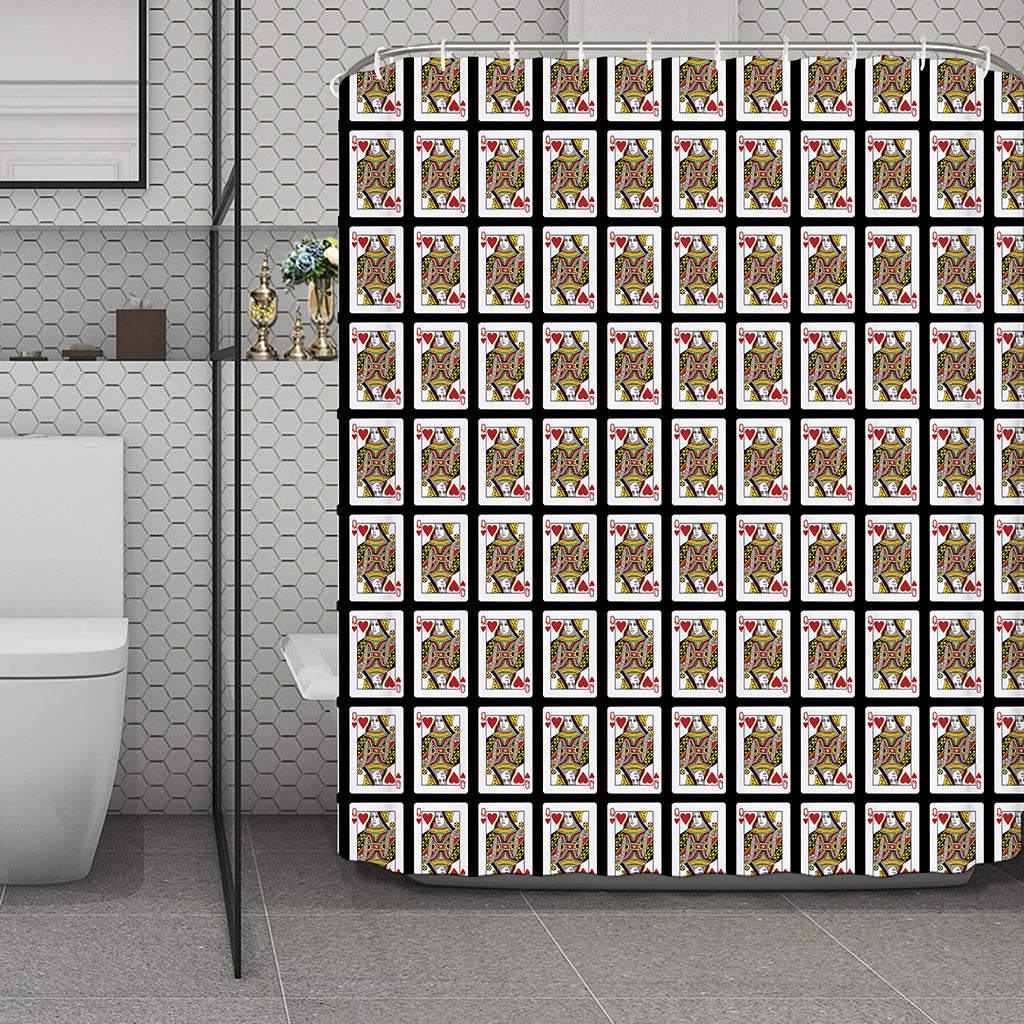 Queen Of Hearts Pattern Print Polyester Shower Curtain