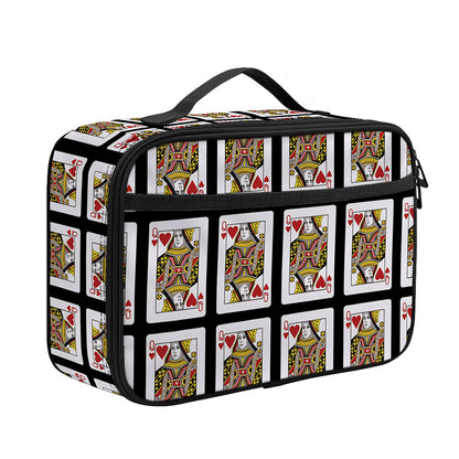 Queen Of Hearts Pattern Print Portable Lunch Bag