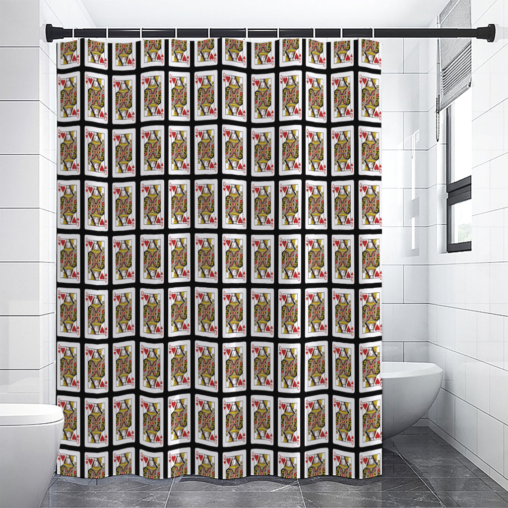 Queen Of Hearts Pattern Print Premium Shower Curtain