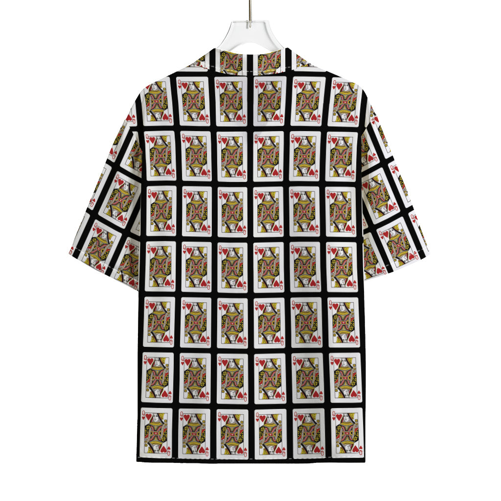 Queen Of Hearts Pattern Print Rayon Hawaiian Shirt