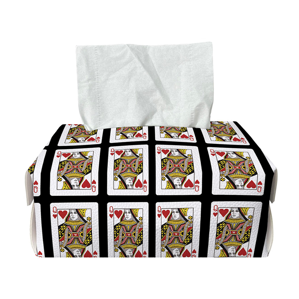 Queen Of Hearts Pattern Print Rectangle Tissue Box Cover