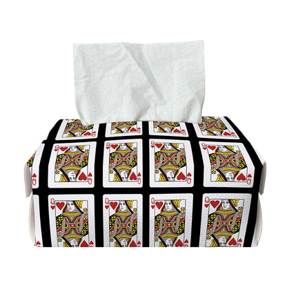 Queen Of Hearts Pattern Print Rectangle Tissue Box Cover