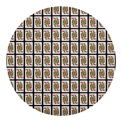 Queen Of Hearts Pattern Print Round Blanket