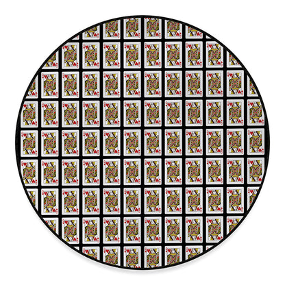 Queen Of Hearts Pattern Print Round Floor Mat