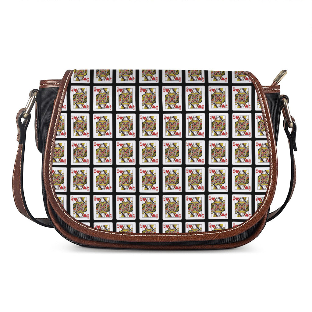Queen Of Hearts Pattern Print Saddle Bag