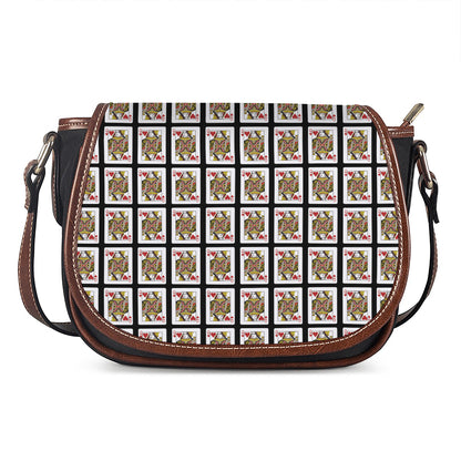 Queen Of Hearts Pattern Print Saddle Bag
