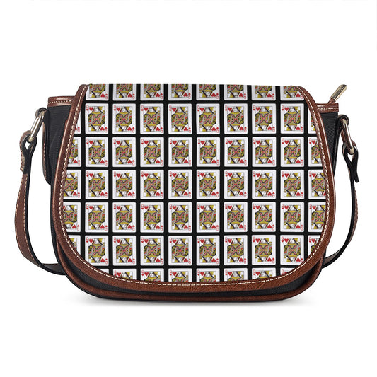Queen Of Hearts Pattern Print Saddle Bag