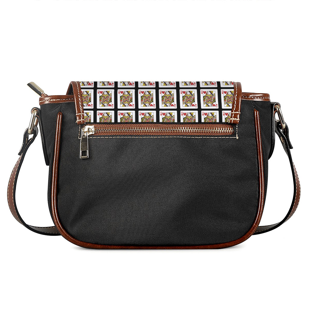 Queen Of Hearts Pattern Print Saddle Bag