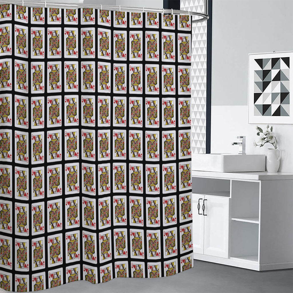 Queen Of Hearts Pattern Print Shower Curtain
