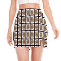 Queen Of Hearts Pattern Print Side Slit Mini Skirt
