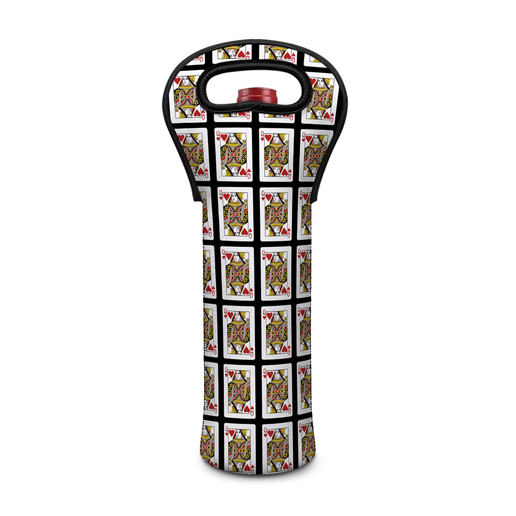 Queen Of Hearts Pattern Print Single Neoprene Wine Tote