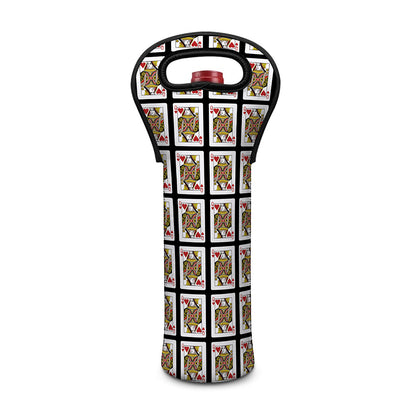 Queen Of Hearts Pattern Print Single Neoprene Wine Tote