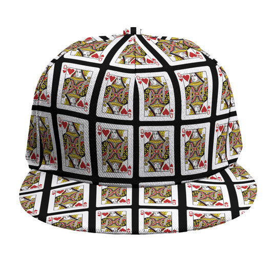 Queen Of Hearts Pattern Print Snapback Cap