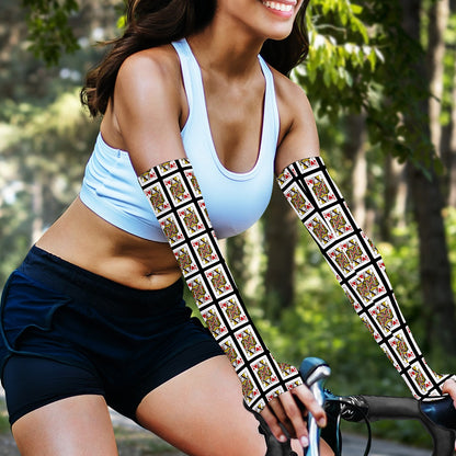 Queen Of Hearts Pattern Print Sun Protection Arm Sleeves