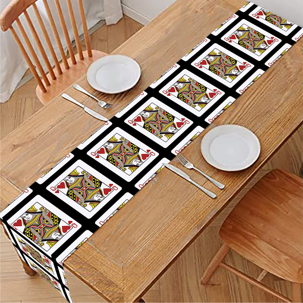 Queen Of Hearts Pattern Print Table Runner