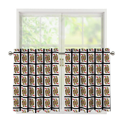 Queen Of Hearts Pattern Print Tier Curtains