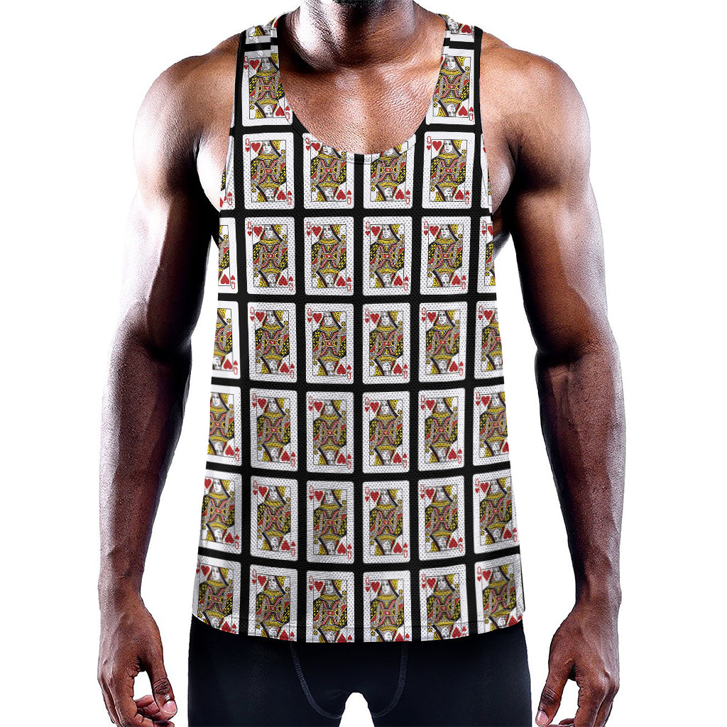 Queen Of Hearts Pattern Print Training Tank Top