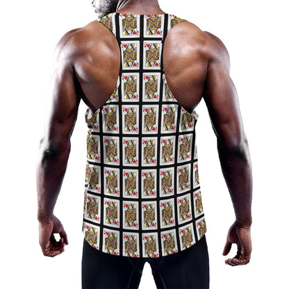 Queen Of Hearts Pattern Print Training Tank Top
