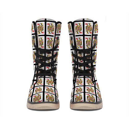 Queen Of Hearts Pattern Print Winter Boots
