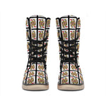 Queen Of Hearts Pattern Print Winter Boots