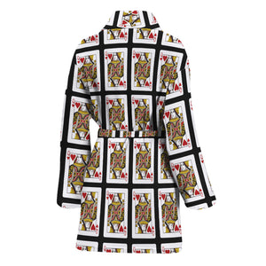 Queen Of Hearts Pattern Print Women's Bathrobe