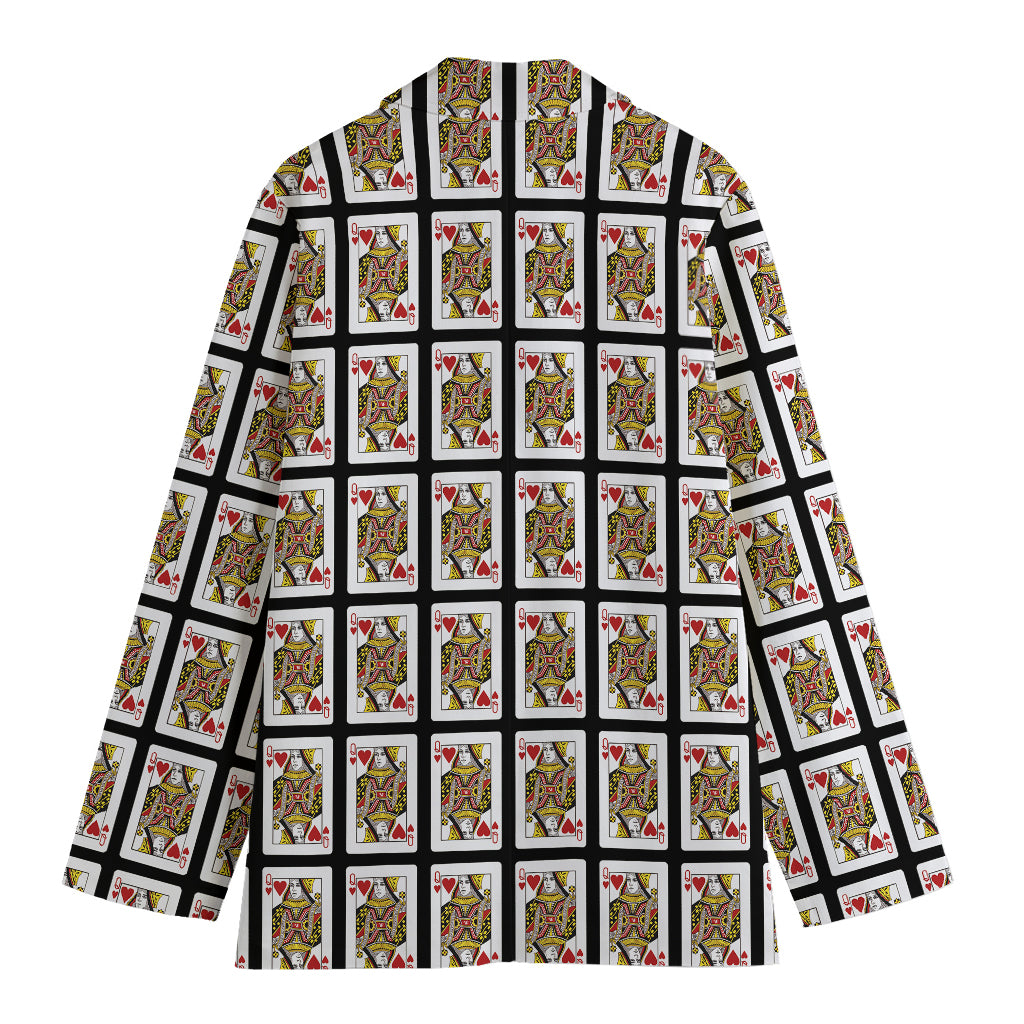 Queen Of Hearts Pattern Print Women's Blazer