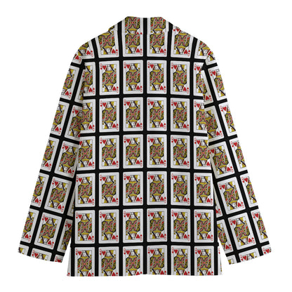 Queen Of Hearts Pattern Print Women's Blazer