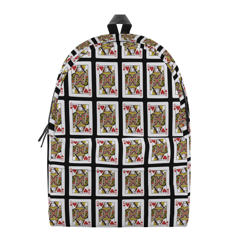 Queen Of Hearts Playing Card Pattern Print Backpack